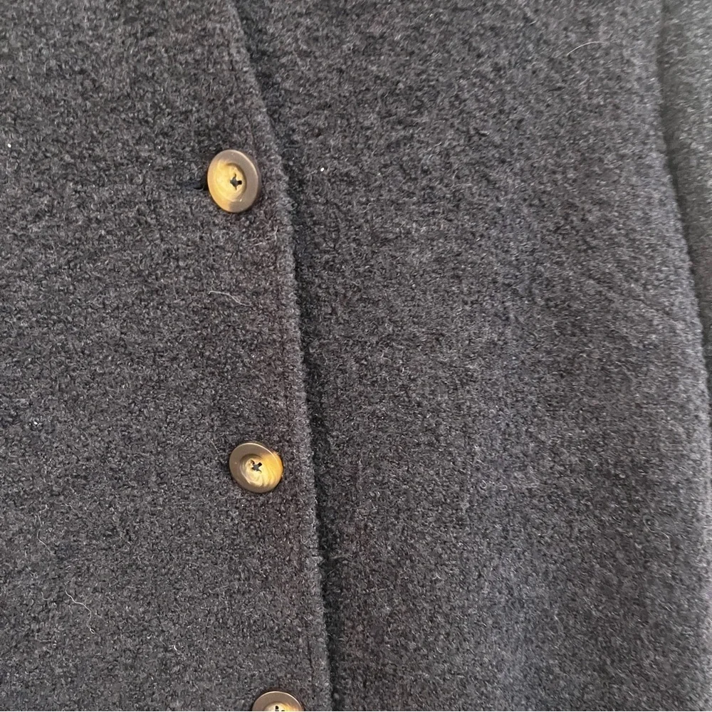 Boden size 8 navy blue boucle soft hooded long line jacket women’s lined